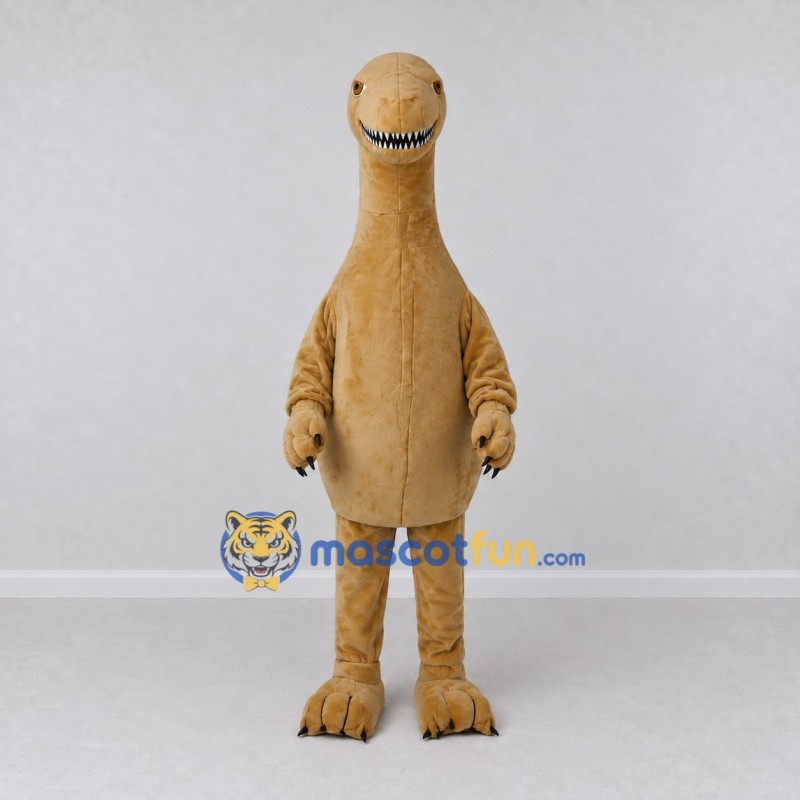 Custom Tan and Brown Dinosaur Character Mascot Costume Adult Full Body Suit for Dinosaur Events Custom Tan and Brown Dinosaur Character Mascot Costume Adult Full Body Suit for Dinosaur Events