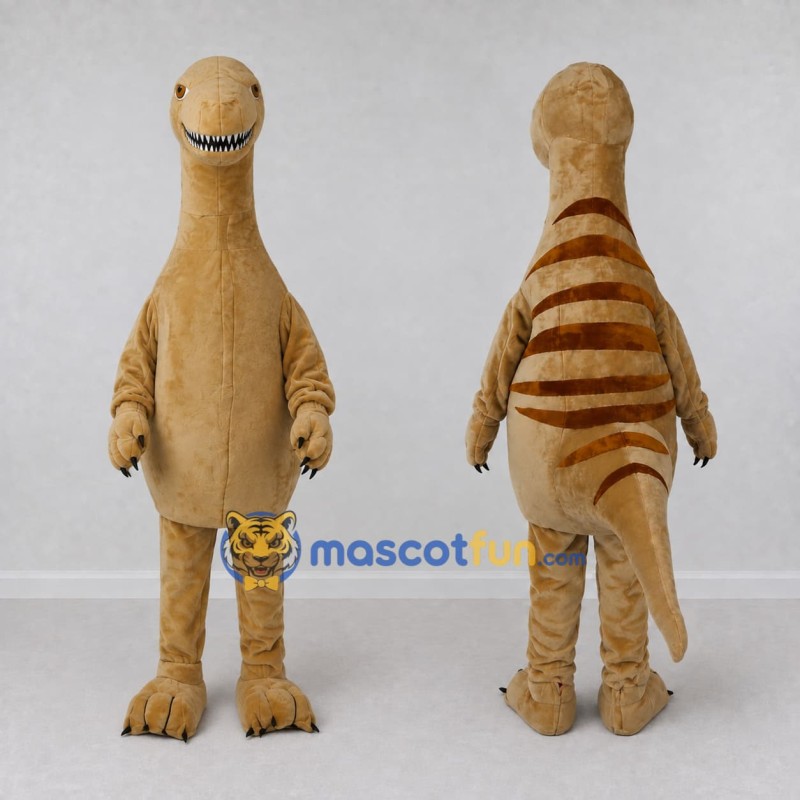 Custom Tan and Brown Dinosaur Character Mascot Costume Adult Full Body Suit for Dinosaur Events Custom Tan and Brown Dinosaur Character Mascot Costume Adult Full Body Suit for Dinosaur Events