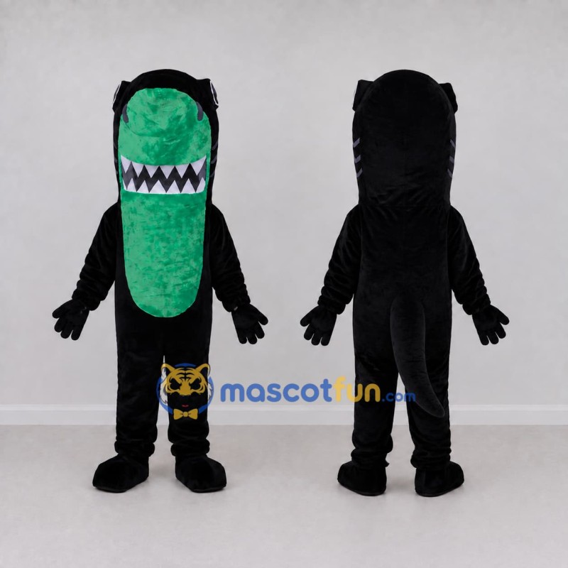 Custom Black and Green Toothy Monster Character Mascot Costume Adult Full Body Suit for Theme Parties Custom Black and Green Toothy Monster Character Mascot Costume Adult Full Body Suit for Theme Parties