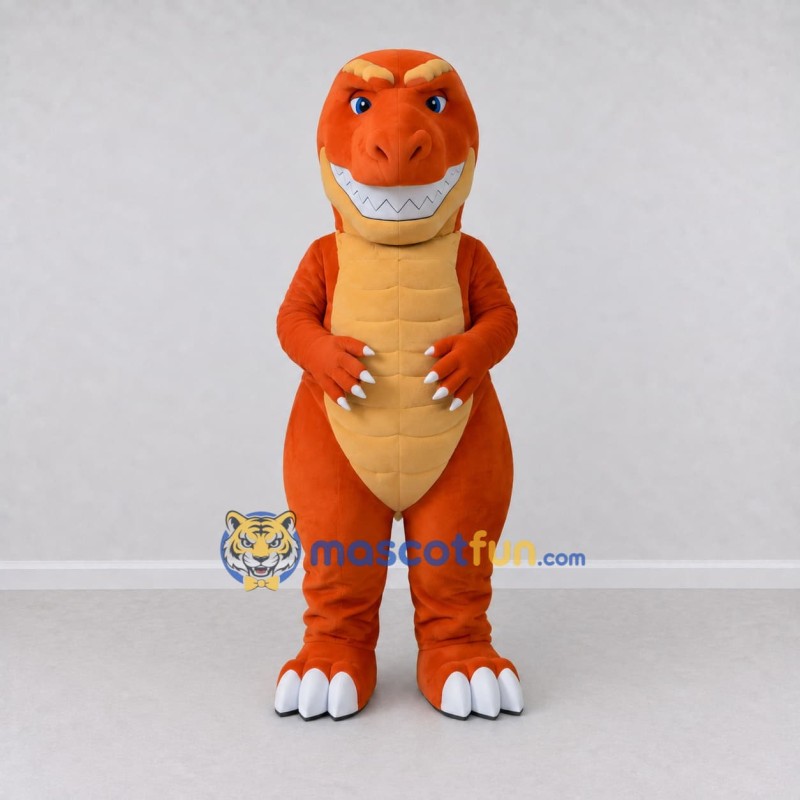 Custom Orange and Tan Tyrannosaurus Character Mascot Costume Adult Full Body Suit for Dinosaur Events Custom Orange and Tan Tyrannosaurus Character Mascot Costume Adult Full Body Suit for Dinosaur Events