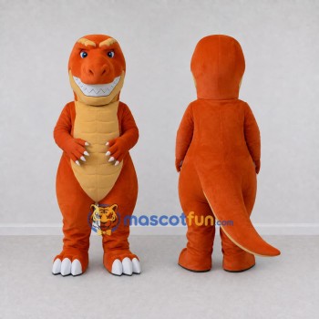 Custom Orange and Tan Tyrannosaurus Character Mascot Costume Adult Full Body Suit for Dinosaur Events