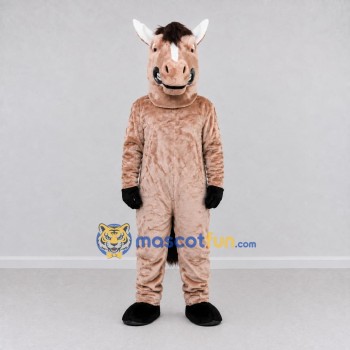 Custom Tan and Brown Horse Mascot Costume Adult Full Body Suit for Farm Events Custom Tan and Brown Horse Mascot Costume Adult Full Body Suit for Farm Events