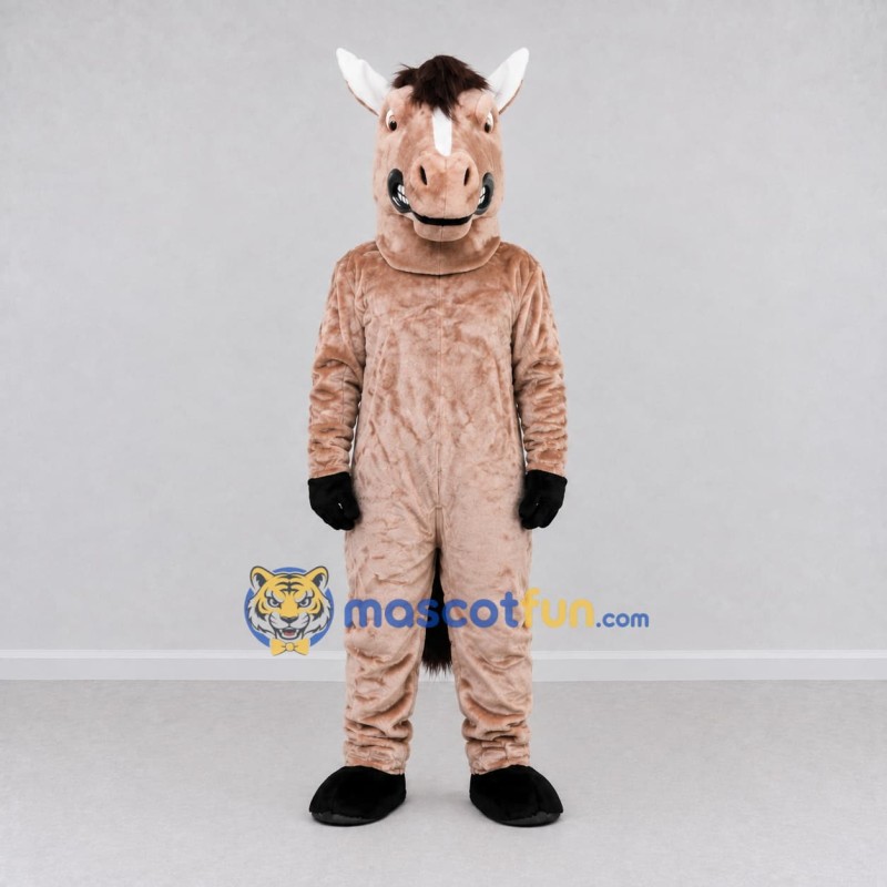 Custom Tan and Brown Horse Mascot Costume Adult Full Body Suit for Farm Events Custom Tan and Brown Horse Mascot Costume Adult Full Body Suit for Farm Events