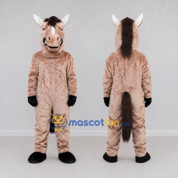 Custom Tan and Brown Horse Mascot Costume Adult Full Body Suit for Farm Events