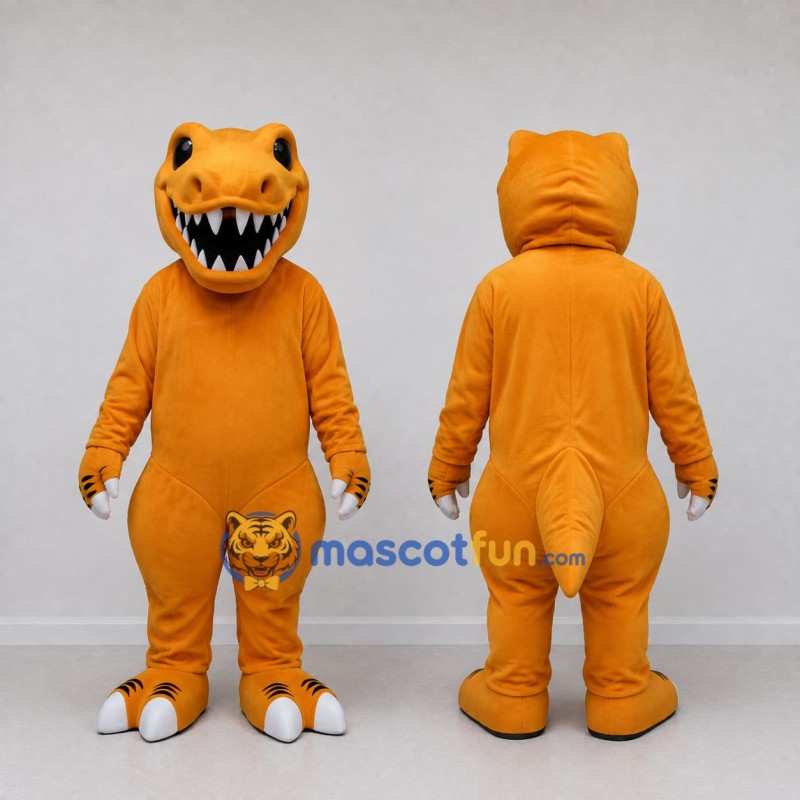 Custom Orange Tyrannosaurus Character Mascot Costume Adult Full Body Suit for Dinosaur Events