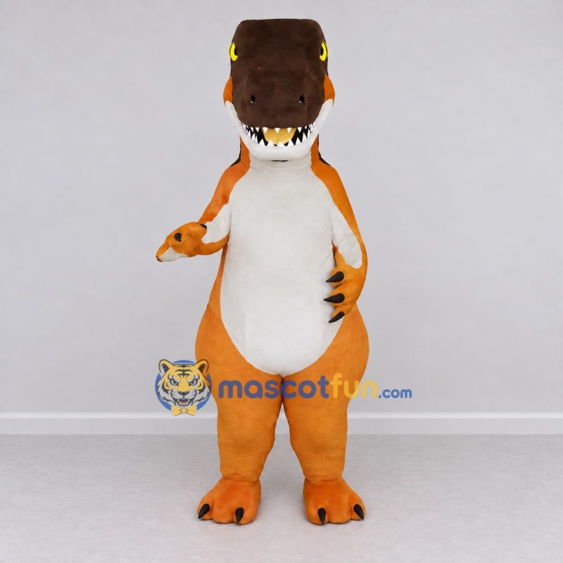 Custom Orange and Brown Tyrannosaurus Character Mascot Costume Adult Full Body Suit for Dinosaur Events