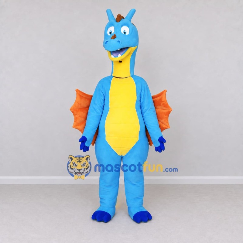 Custom Blue and Orange Winged Dragon Mascot Costume Adult Full Body Suit for Theme Parties Custom Blue and Orange Winged Dragon Mascot Costume Adult Full Body Suit for Theme Parties