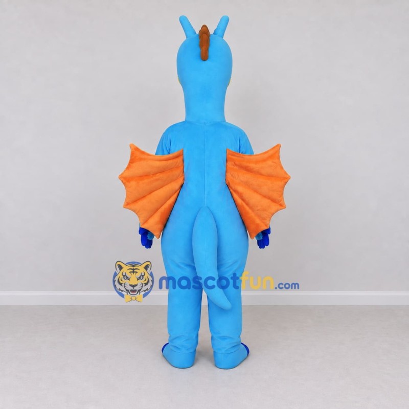 Custom Blue and Orange Winged Dragon Mascot Costume Adult Full Body Suit for Theme Parties Custom Blue and Orange Winged Dragon Mascot Costume Adult Full Body Suit for Theme Parties