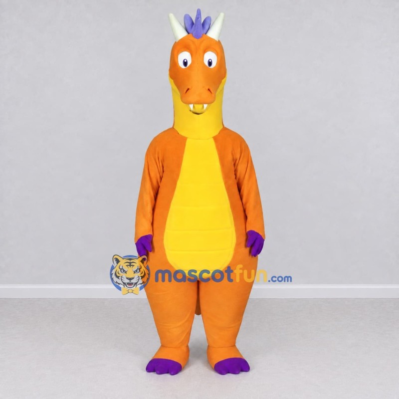 Custom Orange and Yellow Dragon Character Mascot Costume Adult Full Body Suit for Theme Parties Custom Orange and Yellow Dragon Character Mascot Costume Adult Full Body Suit for Theme Parties