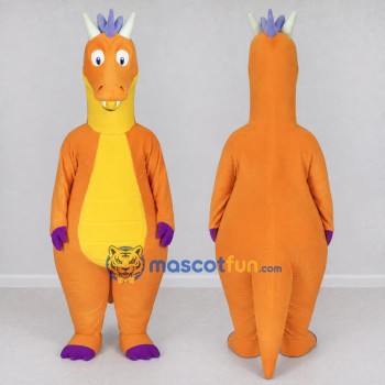 Custom Orange and Yellow Dragon Character Mascot Costume Adult Full Body Suit for Theme Parties