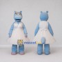 Custom Light Blue and White Hippo in a Dress Mascot Costume Adult Full Body Suit for Dance Events