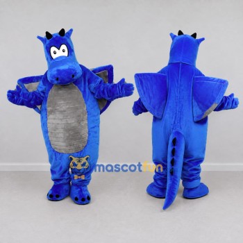 Custom Blue and Gray Winged Dragon Mascot Costume Adult Full Body Suit for Theme Parties