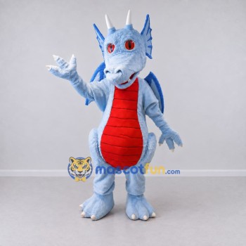 Custom Light Blue and Red Winged Dragon Mascot Costume Adult Full Body Suit for Theme Parties Custom Light Blue and Red Winged Dragon Mascot Costume Adult Full Body Suit for Theme Parties