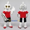 Custom White and Red Snowy Owl Character in Sportswear Mascot Costume Adult Full Body Suit for Sports Events