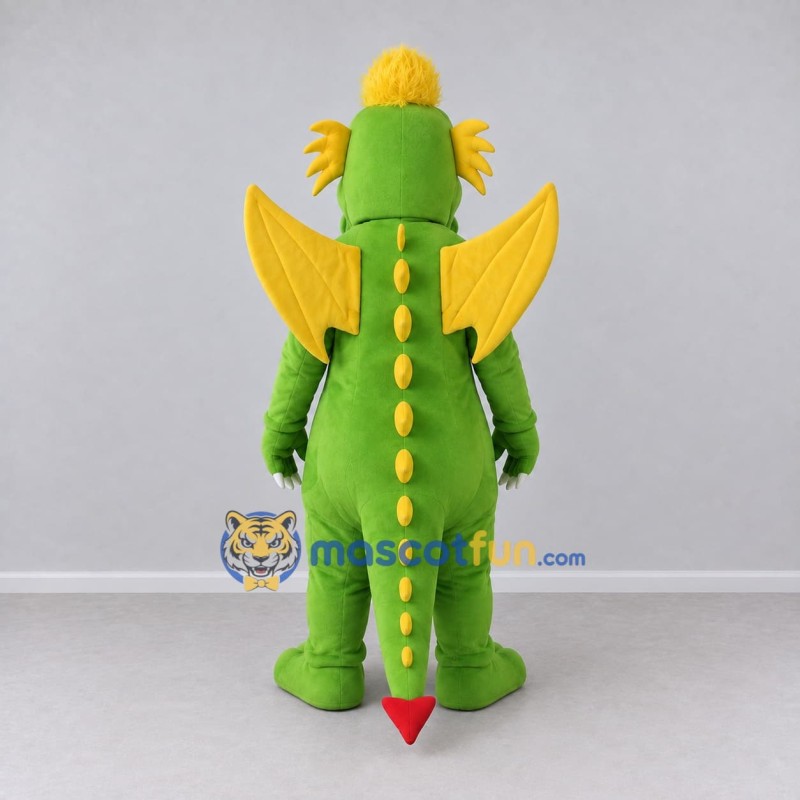Custom Green and Yellow Winged Dragon Mascot Costume Adult Full Body Suit for Theme Parties Custom Green and Yellow Winged Dragon Mascot Costume Adult Full Body Suit for Theme Parties
