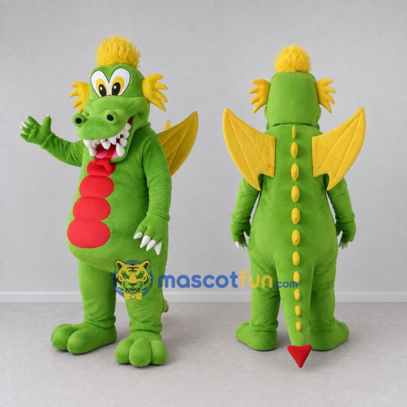Custom Green and Yellow Winged Dragon Mascot Costume Adult Full Body Suit for Theme Parties Custom Green and Yellow Winged Dragon Mascot Costume Adult Full Body Suit for Theme Parties
