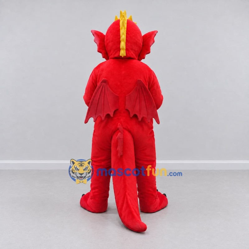 Custom Red and Yellow Winged Dragon Mascot Costume Adult Full Body Suit for Theme Parties Custom Red and Yellow Winged Dragon Mascot Costume Adult Full Body Suit for Theme Parties