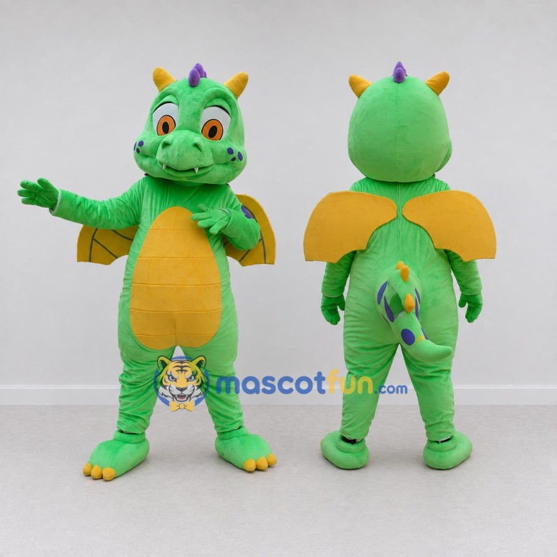 Custom Green and Yellow Winged Dragon Character Mascot Costume Adult Full Body Suit for Theme Parties Custom Green and Yellow Winged Dragon Character Mascot Costume Adult Full Body Suit for Theme Parties