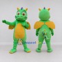 Custom Green and Yellow Winged Dragon Character Mascot Costume Adult Full Body Suit for Theme Parties