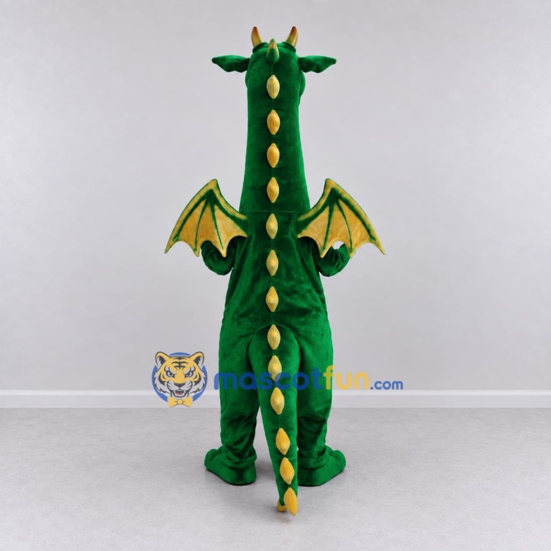 Custom Green and Yellow Long-Neck Winged Dragon Mascot Costume Adult Full Body Suit for Theme Parties Custom Green and Yellow Long-Neck Winged Dragon Mascot Costume Adult Full Body Suit for Theme Parties