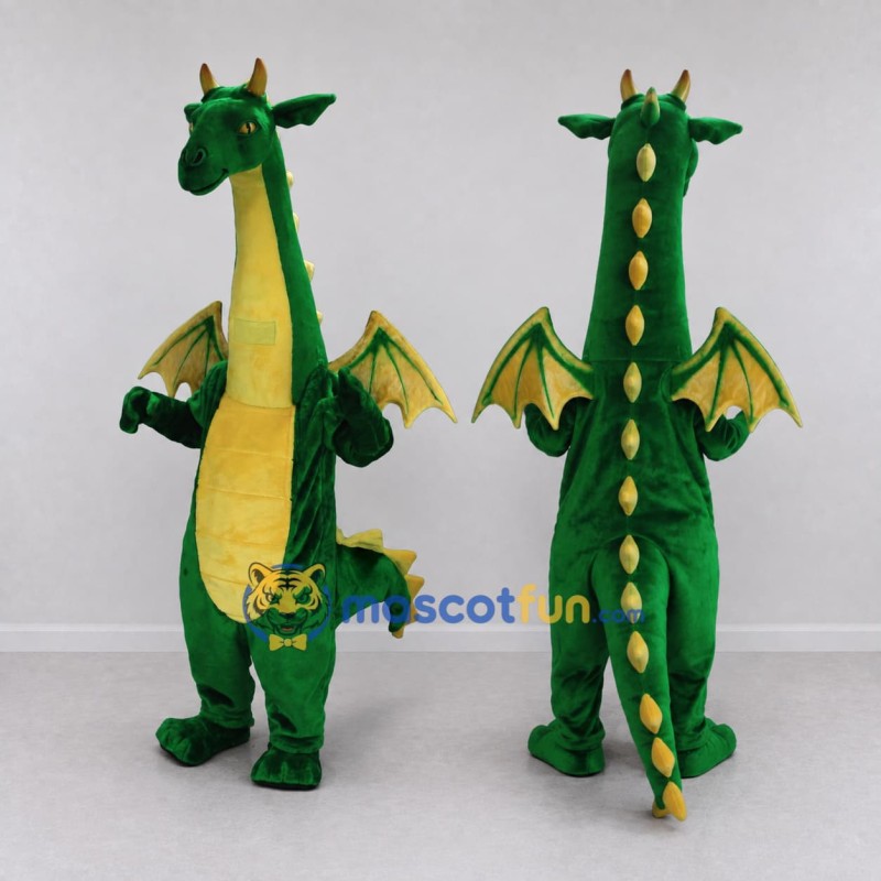 Custom Green and Yellow Long-Neck Winged Dragon Mascot Costume Adult Full Body Suit for Theme Parties Custom Green and Yellow Long-Neck Winged Dragon Mascot Costume Adult Full Body Suit for Theme Parties
