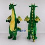 Custom Green and Yellow Long-Neck Winged Dragon Mascot Costume Adult Full Body Suit for Theme Parties
