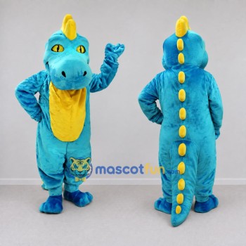 Custom Blue and Yellow Dragon Character Mascot Costume Adult Full Body Suit for Theme Parties