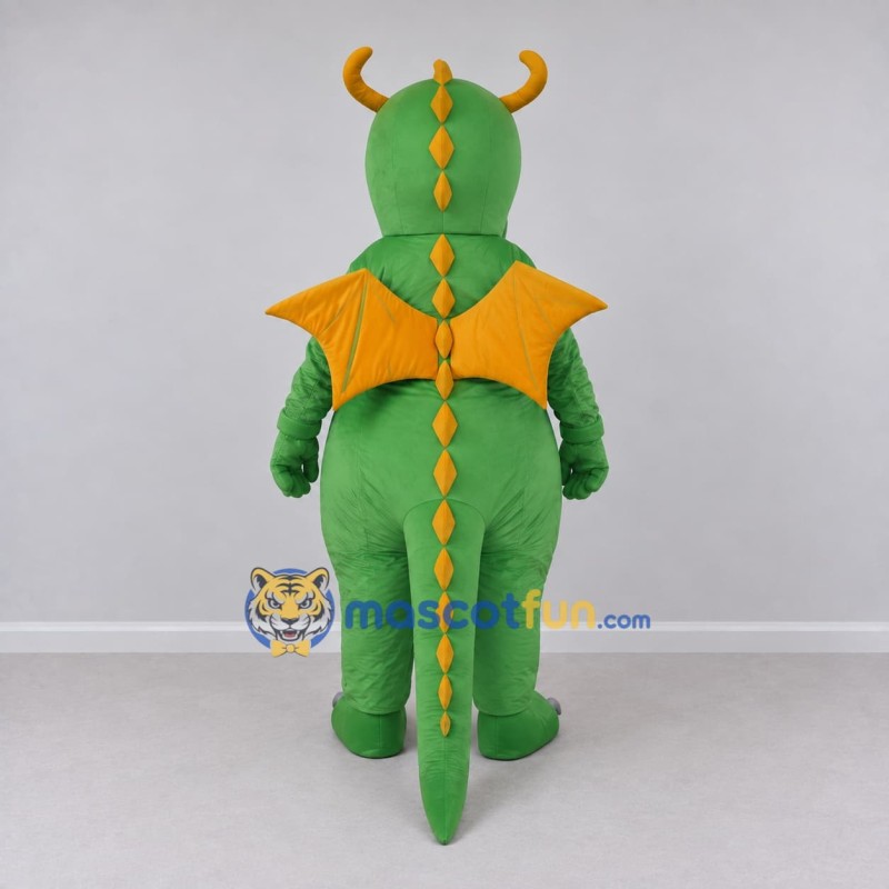 Custom Green and Orange Winged Dragon Character Mascot Costume Adult Full Body Suit for Theme Parties Custom Green and Orange Winged Dragon Character Mascot Costume Adult Full Body Suit for Theme Parties