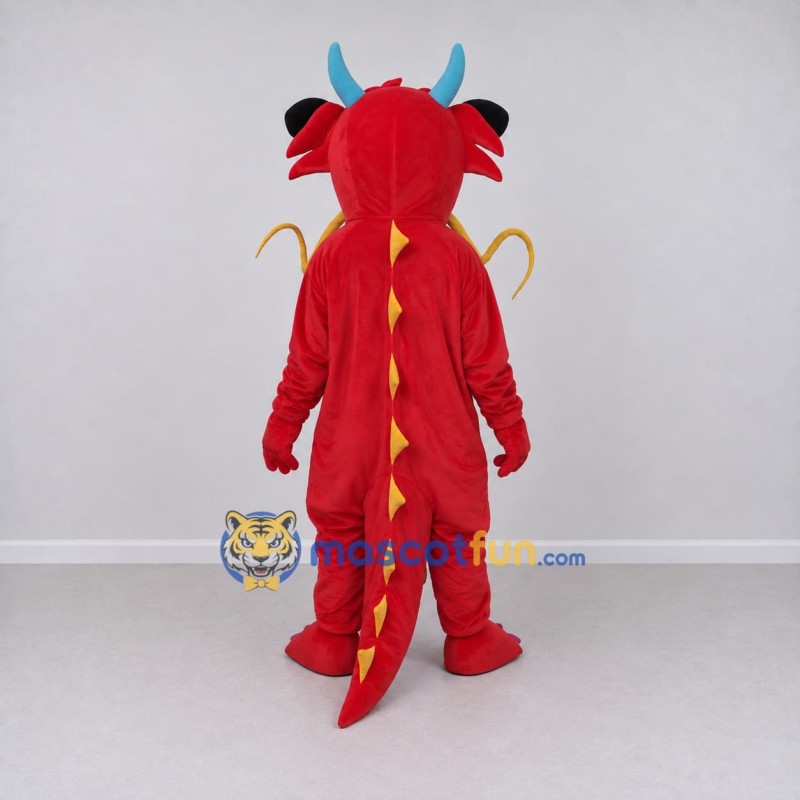 Custom Red and Yellow Chinese Dragon Character Mascot Costume Adult Full Body Suit for Theme Parties Custom Red and Yellow Chinese Dragon Character Mascot Costume Adult Full Body Suit for Theme Parties