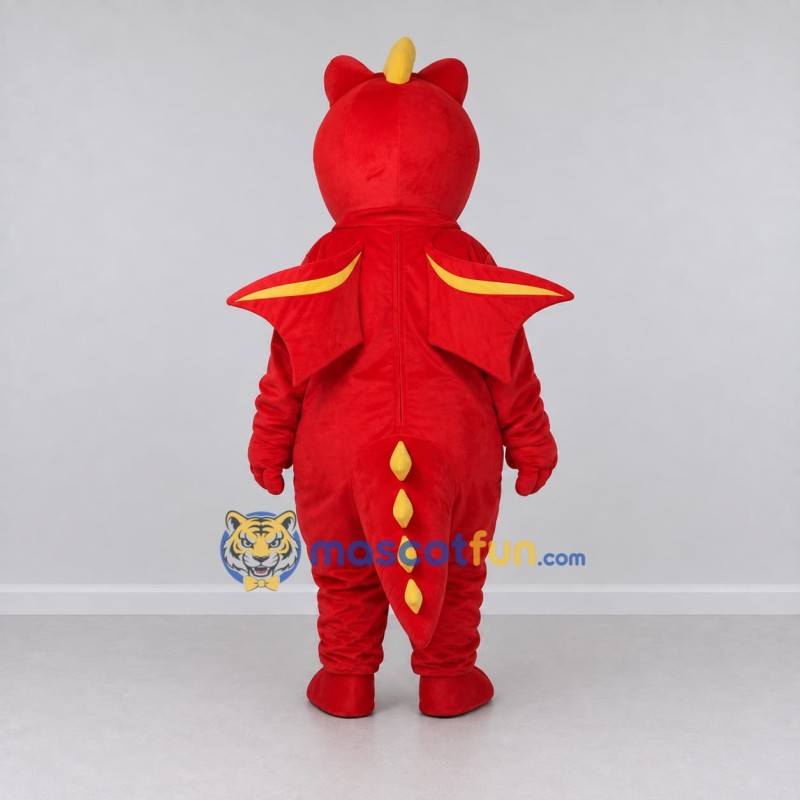 Custom Red and Yellow Winged Dragon Character Mascot Costume Adult Full Body Suit for Theme Parties Custom Red and Yellow Winged Dragon Character Mascot Costume Adult Full Body Suit for Theme Parties