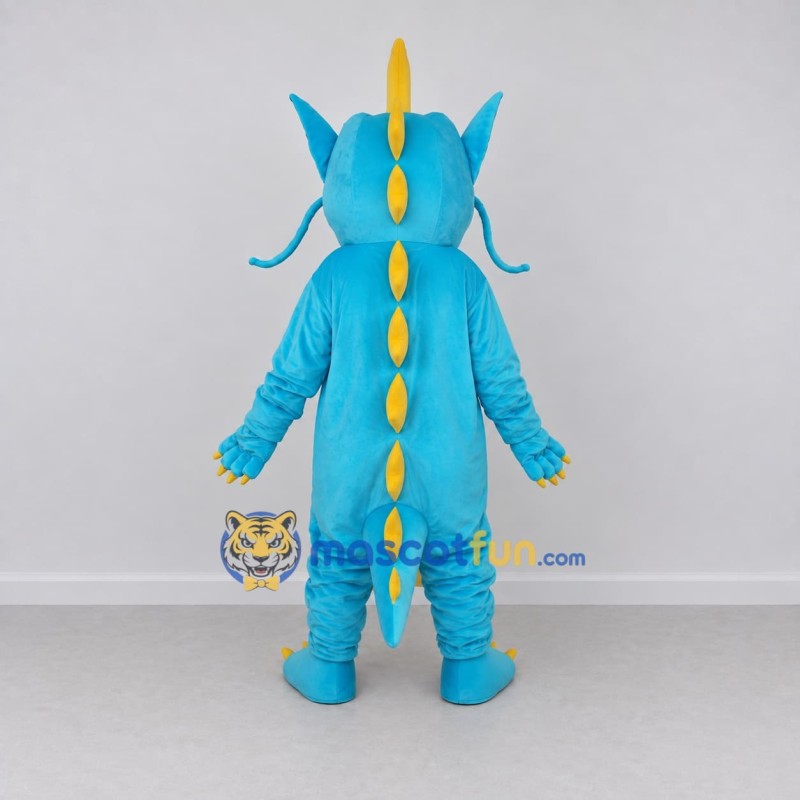 Custom Blue and Yellow Chinese Dragon Character Mascot Costume Adult Full Body Suit for Theme Parties