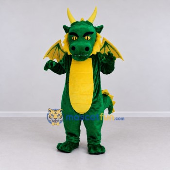 Custom Green and Yellow Horned Winged Dragon Mascot Costume Adult Full Body Suit for Theme Parties Custom Green and Yellow Horned Winged Dragon Mascot Costume Adult Full Body Suit for Theme Parties