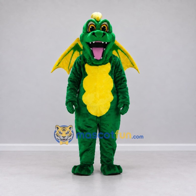 Custom Green and Yellow Winged Dragon Mascot Costume Adult Full Body Suit for Theme Parties Custom Green and Yellow Winged Dragon Mascot Costume Adult Full Body Suit for Theme Parties