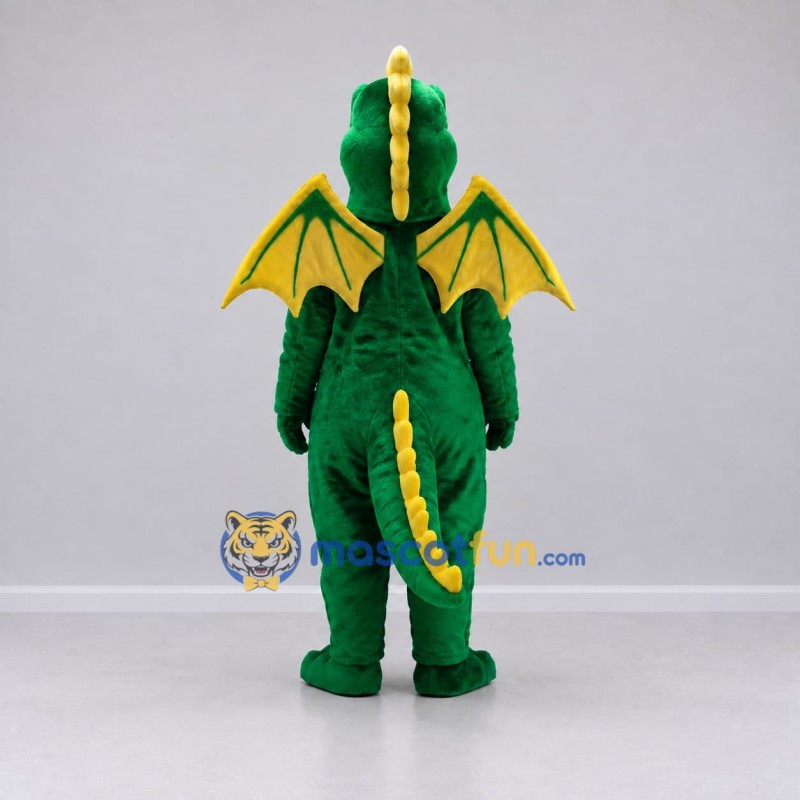 Custom Green and Yellow Winged Dragon Mascot Costume Adult Full Body Suit for Theme Parties Custom Green and Yellow Winged Dragon Mascot Costume Adult Full Body Suit for Theme Parties