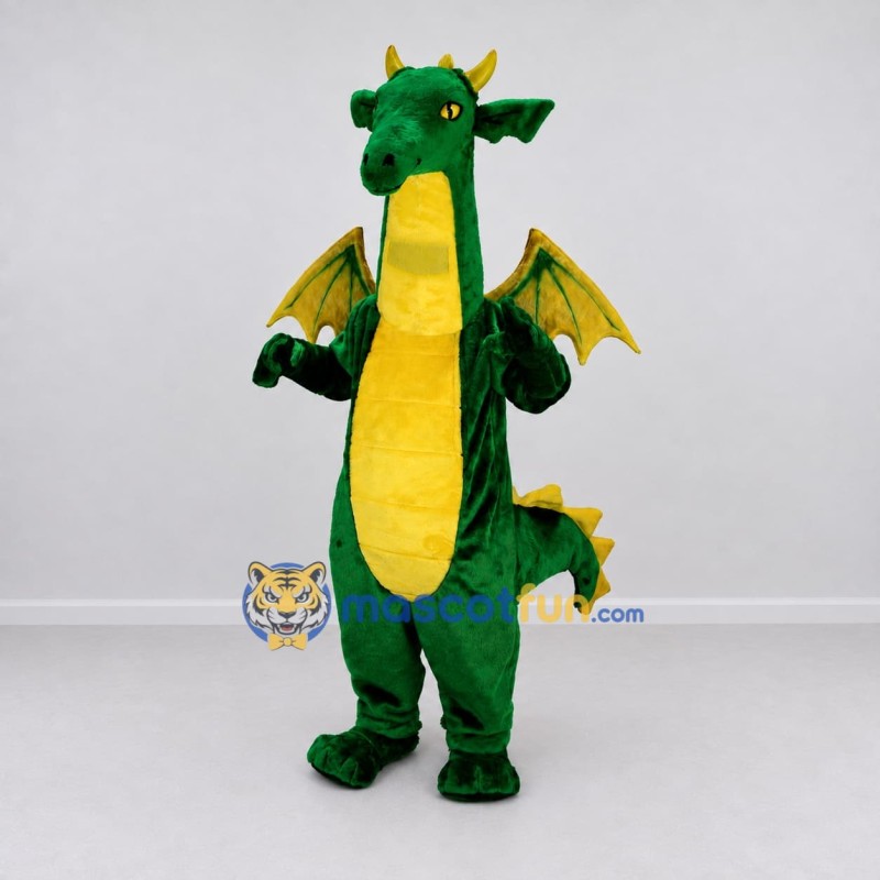 Custom Green and Yellow Long-Neck Winged Dragon Mascot Costume Adult Full Body Suit for Theme Parties Custom Green and Yellow Long-Neck Winged Dragon Mascot Costume Adult Full Body Suit for Theme Parties