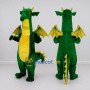 Custom Green and Yellow Long-Neck Winged Dragon Mascot Costume Adult Full Body Suit for Theme Parties