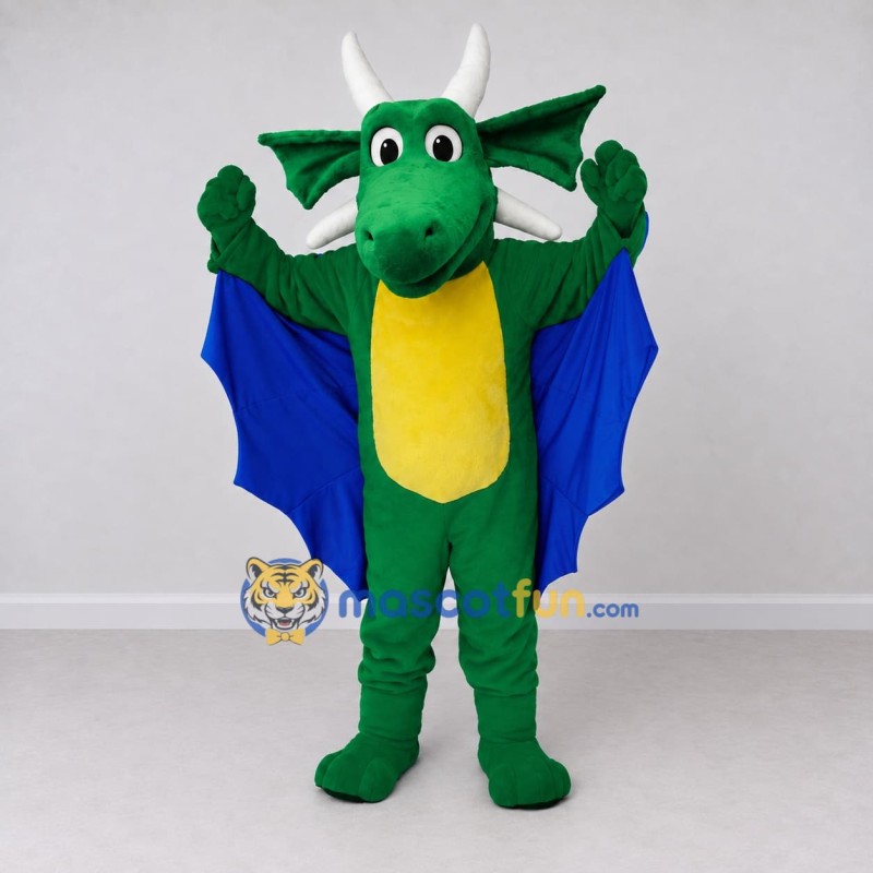 Custom Green and Blue Winged Dragon Mascot Costume Adult Full Body Suit for Theme Parties Custom Green and Blue Winged Dragon Mascot Costume Adult Full Body Suit for Theme Parties