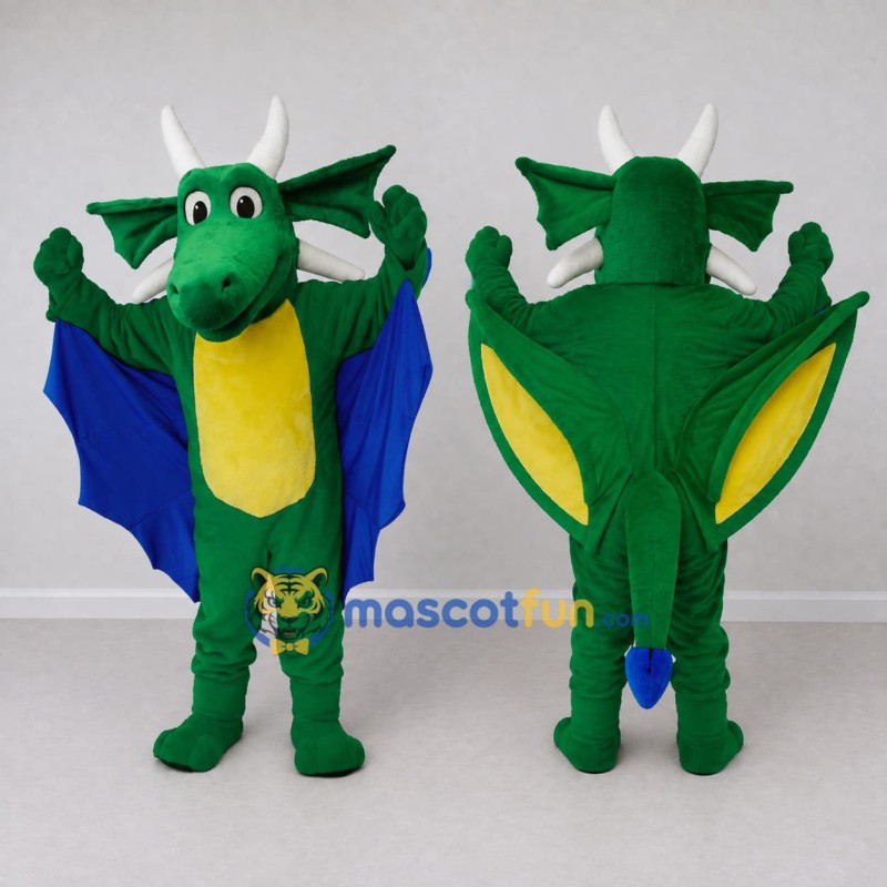 Custom Green and Blue Winged Dragon Mascot Costume Adult Full Body Suit for Theme Parties Custom Green and Blue Winged Dragon Mascot Costume Adult Full Body Suit for Theme Parties