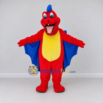 Custom Red and Blue Winged Dragon Mascot Costume Adult Full Body Suit for Theme Parties Custom Red and Blue Winged Dragon Mascot Costume Adult Full Body Suit for Theme Parties