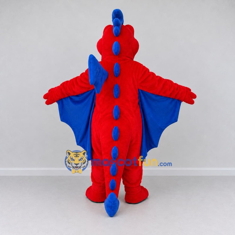 Custom Red and Blue Winged Dragon Mascot Costume Adult Full Body Suit for Theme Parties Custom Red and Blue Winged Dragon Mascot Costume Adult Full Body Suit for Theme Parties