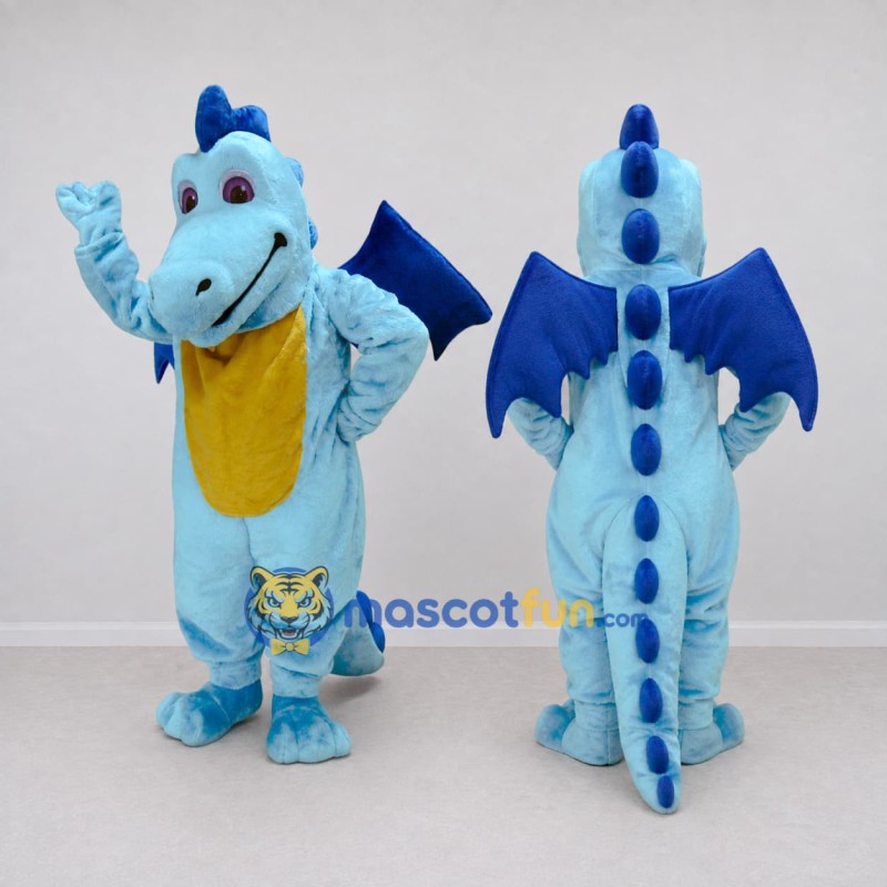 Custom Light Blue and Yellow Winged Dragon Mascot Costume Adult Full Body Suit for Theme Parties Custom Light Blue and Yellow Winged Dragon Mascot Costume Adult Full Body Suit for Theme Parties