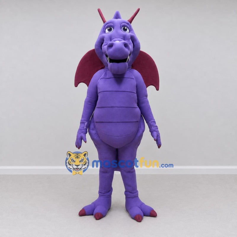Custom Purple and Burgundy Winged Dragon Mascot Costume Adult Full Body Suit for Theme Parties Custom Purple and Burgundy Winged Dragon Mascot Costume Adult Full Body Suit for Theme Parties
