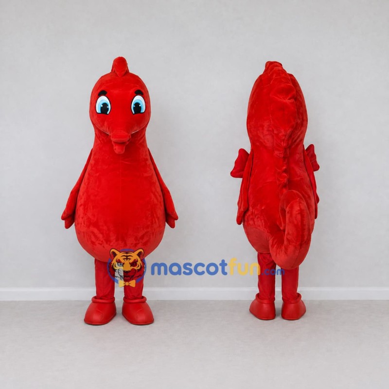 Custom Red Seahorse Character Mascot Costume Adult Full Body Suit for Ocean Events Custom Red Seahorse Character Mascot Costume Adult Full Body Suit for Ocean Events