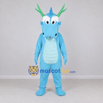 Custom Light Blue and Green Antlered Dragon Character Mascot Costume Adult Full Body Suit for Theme Parties Custom Light Blue and Green Antlered Dragon Character Mascot Costume Adult Full Body Suit for Theme Parties