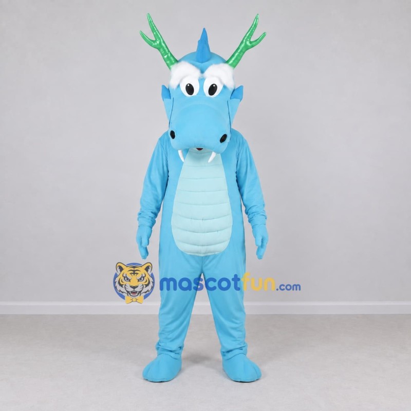 Custom Light Blue and Green Antlered Dragon Character Mascot Costume Adult Full Body Suit for Theme Parties Custom Light Blue and Green Antlered Dragon Character Mascot Costume Adult Full Body Suit for Theme Parties