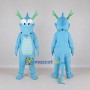 Custom Light Blue and Green Antlered Dragon Character Mascot Costume Adult Full Body Suit for Theme Parties