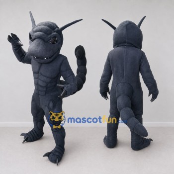 Custom Dark Gray Horned Scorpion Monster Mascot Costume Adult Full Body Suit for Theme Parties