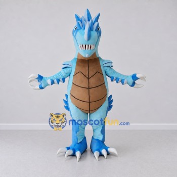 Custom Blue and Tan Spiky Dragon Character Mascot Costume Adult Full Body Suit for Theme Parties Custom Blue and Tan Spiky Dragon Character Mascot Costume Adult Full Body Suit for Theme Parties