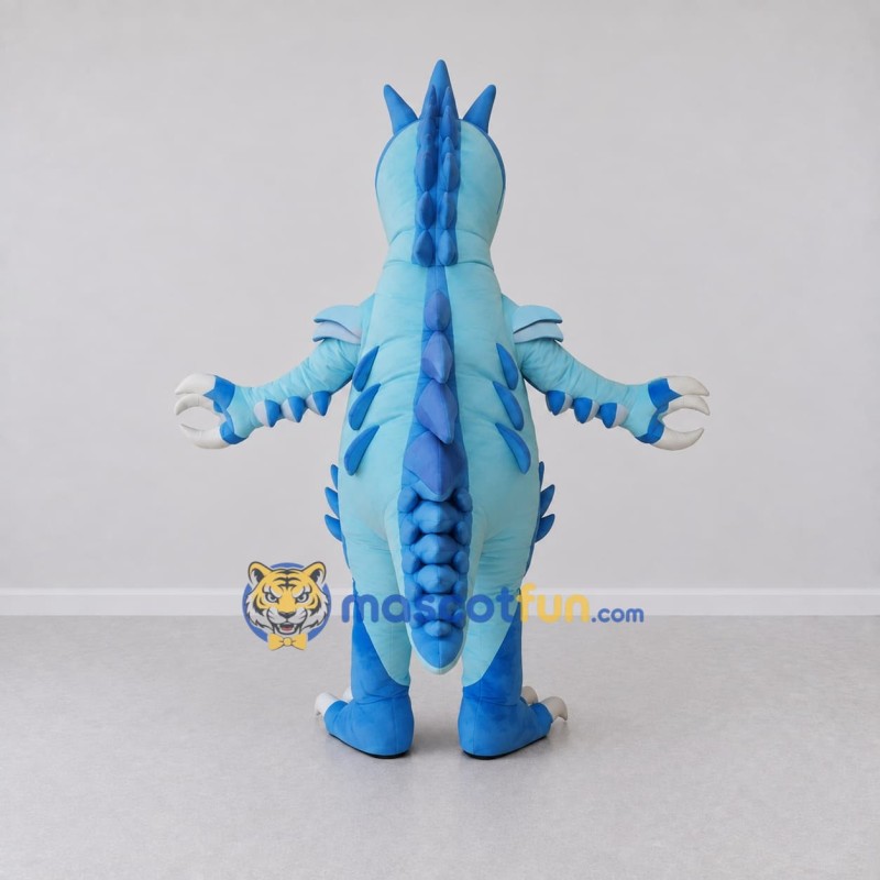 Custom Blue and Tan Spiky Dragon Character Mascot Costume Adult Full Body Suit for Theme Parties Custom Blue and Tan Spiky Dragon Character Mascot Costume Adult Full Body Suit for Theme Parties