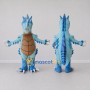 Custom Blue and Tan Spiky Dragon Character Mascot Costume Adult Full Body Suit for Theme Parties